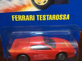 Ferrari Testarossa 35 Hot Wheels Die Cast Car 1992 Blue Card Red w/ UH Tires 2