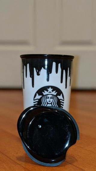 STARBUCKS BAND OF OUTSIDERS Ceramic Double Wall Travel Cup Mug Black White 2014 3
