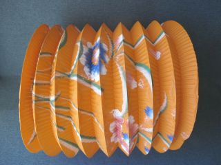 Vintage Chinese Hand Painted Flowers Paper Accordion Lantern 2
