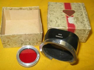 Rolleiflex Lens Hood 38 w/red Rollei filter,  old box from closed store 3