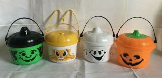 Set Of 4,  Vintage Mcdonald’s Pumpkin Happy Meal Buckets -