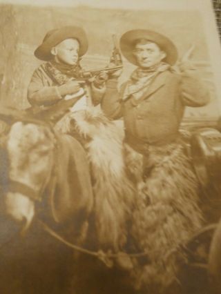 Circa 1910 Rppc Son & Dad Playing Cowboys And Indians