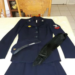 Wwii World War 2 Us Navy W.  A.  V.  E.  S.  Waves Wave Dress Uniform Jacket,  Skirt,  Hat,