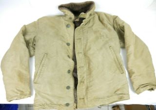 Vintage 1940s Wwii Usn Navy N - 1 Deck Jacket Coat Size 42