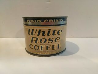 Vintage Keywind Coffee Tin Can White Rose 1lb