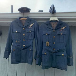 Wwii Ww2 Rcaf Named Observer Grouping 2x Service Dress,  Wedge Cap,  Officers Cap