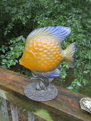 Lamp Light Metal Andrea Sadek Tin Chi Signed Dated Multi Colored Real Glass Fish