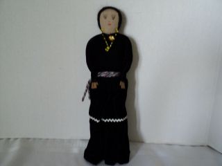 Intriguing,  Navajo,  Hand - Made Indian Doll - 10.  5 " Tall - Black Velvet W/beads