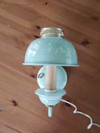 Vintage Retro Tole Mid Century Green Wall Sconce Lamp With Metal Shade