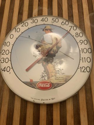Vintage Coca Cola Thermometer Norman Rockwell Tru Temp Jumbo Dial By Tca