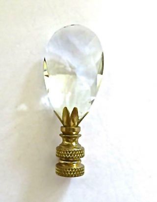 Fine Vintage Brass & Cut Crystal Lamp Finial 2 1/2 " Tall