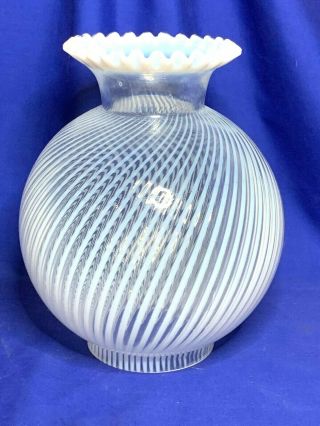 French Opalescent Art Glass Spiral Pattern Gwtw Globe Lamp Shade