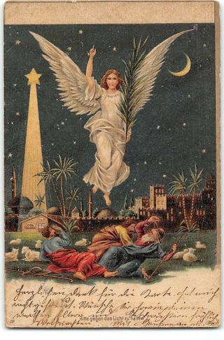 Christmas - German - Novelty - Transparency - Hold To Light - Angel - Wise Men - Postcard