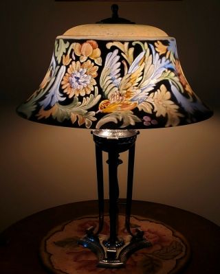 Pairpoint Exotic Bird Of Paradise Tropical Reverse Painted 17 " Table Lamp