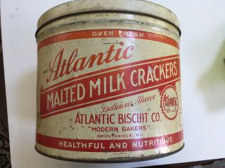 Vintage Advertising Large Tin,  Atlantic Malted Milk Crackers