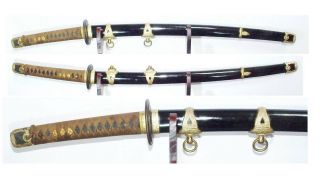 Navy Japanese Gunto Koshirae /black Lacquer /ww2 Katana Sword
