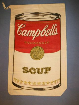 Vintage Andy Warhol Campbell ' s Soup Canvas Laundry Bag. 2