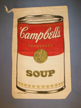 Vintage Andy Warhol Campbell ' s Soup Canvas Laundry Bag. 3