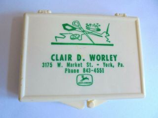 Vintage Clair D Worley York Pennsylvania John Deere Advertising Sewing Kit