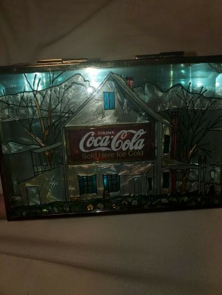 Coca - Cola home Trinket Box Beveled Glass Sides Mirrored Bottom 1997 2