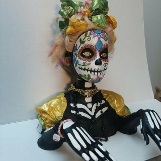 Day Of The Dead Hand Painted Barbie Head 3
