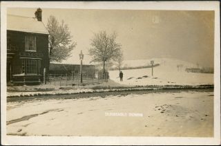 Rifle Volunteer Lost Pub Brewing,  West Street Dunstable Downs Snow Scene Rp 1909