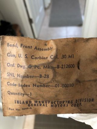 Nos Inland Ww2 M1 Carbine Type 1 Barrel Band In Package