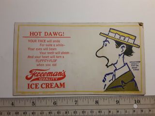 Vintage Freeman’s Ice Cream Cardboard Sign 1925,  “make A Face” Advertisement