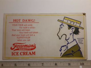 Vintage Freeman’s Ice Cream Cardboard Sign 1925,  “Make A Face” Advertisement 2
