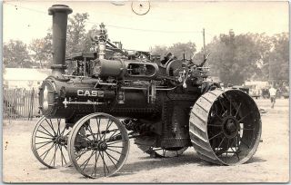 Rppc Case Steam Engine Tractor Harvester Farm Equipment Real Photo Postcard 2