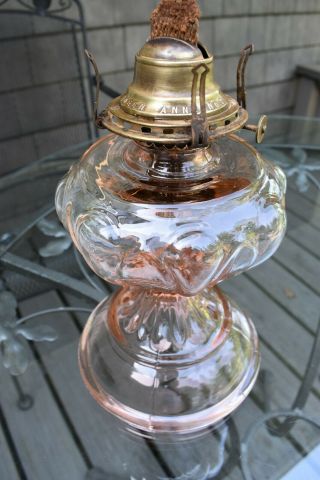 Vintage Pink Depression Glass Giant Oil Lamp 2