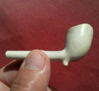 Authentic Indian Artifact 3 " Clay Trade Pipe 1800 