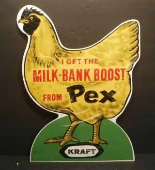Vintage Milk - Bank Boost From Pex Kraft Farm Chicken Feed Seed Advertising Sign