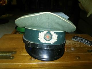 Ww2 German Visor Hat For Nco.  Sweat Band Is Loose.  Nazi Insignia Removed.