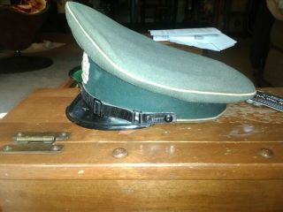 Ww2 german visor hat for nco.  Sweat band is loose.  Nazi insignia removed. 2