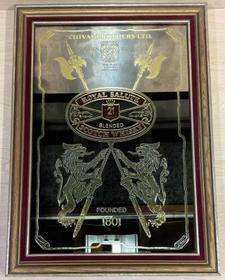 Bar Sign Chivas Regal Blended Scotch Whisky Framed Mirror 21 " X 15 " Vintage