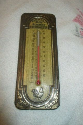 Vintage Tin Embossed Advertising Thermometer - Farmer 