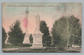 State Battle Monument Frankfort Confederate Statue—rare Antique Handcolored 1910