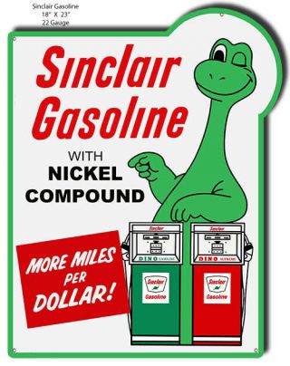 Vintage Antique Style Metal Sign Sinclair Gasoline Cutout 18x23