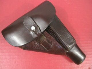 Wwii German Military Brown Leather Holster For Walther Pp Pistol - Drgm Xlnt 1