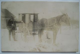 Mailman,  One Horse Rfd Mail Wagon,  Winter Old 1910 - 20s Rppc Postcard; No Id