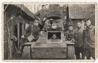 Latvia Latvian Military Soldiers Standing Next To Latvian Tank 1930s Postcard