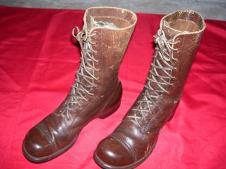 Wwii Ww2 Airborne Paratrooper Brown Leather Jump Boots (9e)