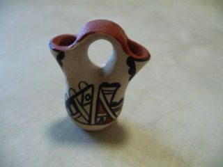 Native American B.  R.  Jemez Pueblo Pottery Hand Painted Wedding Vase Signed