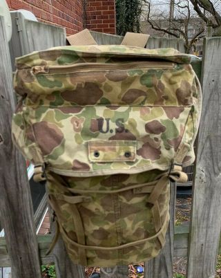 Vintage 40s Wwii Usmc Us Marine Corps Camouflage Jungle Feild Pack Backpack.