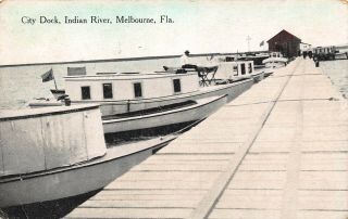 Fl - 1915 Florida City Dock On Indian River At Melbourne,  Fla - Brevard County