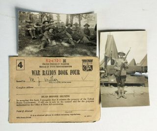 Vintage Rppc Postcard World War 1 Soldiers Camp Real Photo Post Card Ration Book