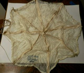 1940s Wwii White Silk 33 " Drag Parachute Made By Switlik Parachute Co