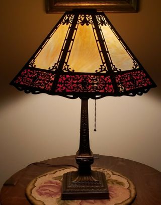 Wilkinson Arts & Crafts Leaded Slag Stained Glass Lamp - Handel Duffner Era