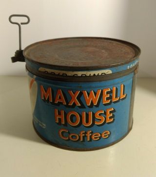 Vintage Collectible Maxwell House 1 Lb Tin Coffee Can W/ Lid - Food & Beverage